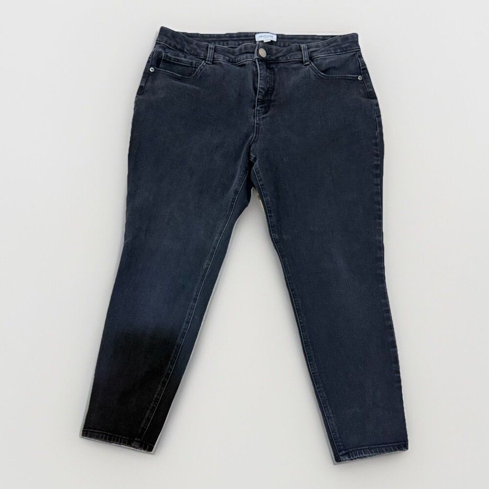 Westbound Plus Size 1X R Black Skinny Jeans Tummy Control Stretch Denim Ankle